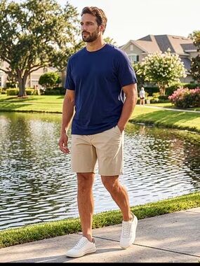 Roundtree&Yorke Casuals Men’s Chino Shorts 40 Straight 100% Cotton 11” Inseam